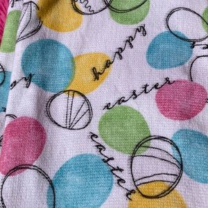 Well Dressed Home Easter eggs on white all cotton dish towels set of two NWT